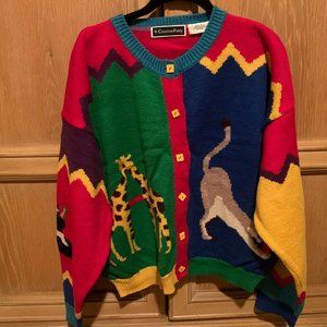 Vintage Christine Foley Knit Animal Sweater